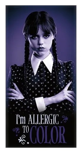 Черна/лилава памучна детска кърпа 70x140 cm Wednesday – Jerry Fabrics