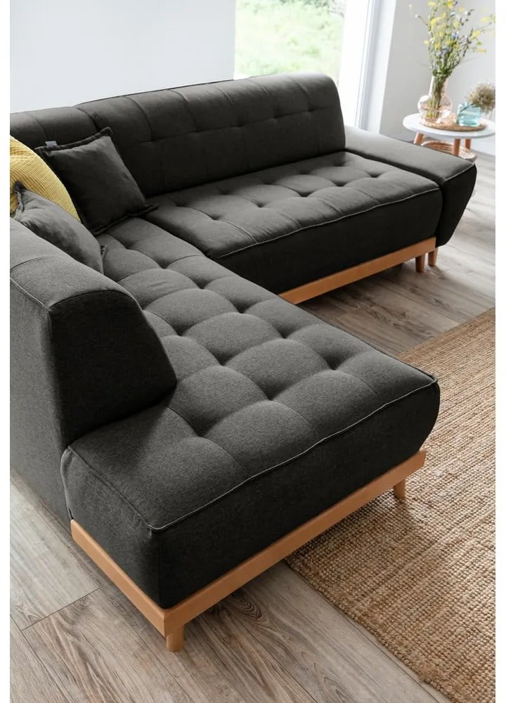 Тъмно сив ъглов разтегателен диван ляв ъгъл, Dazzling Daisy - Miuform