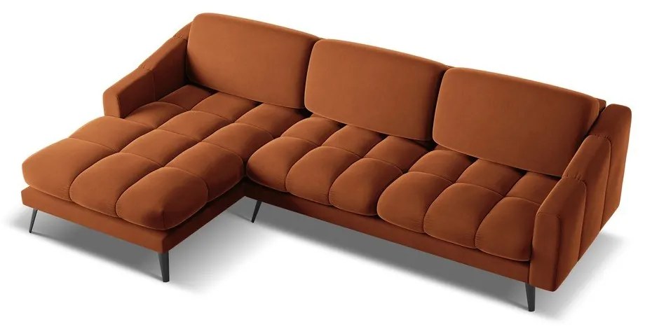 Оранжев кадифен ъглов диван (ляв ъгъл) Nalu – Makamii