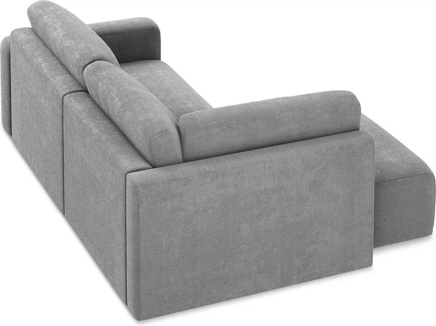 Сив шенилов сгъваем/с място за съхранение ъглов диван (ляв ъгъл/L форма) Kona – Makamii