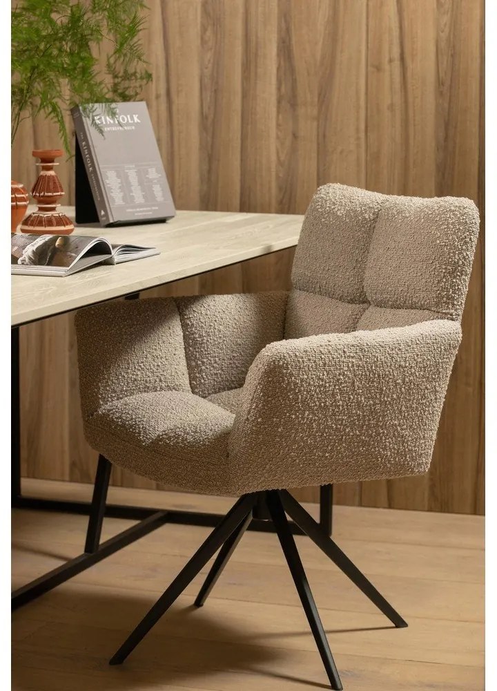 Бежов тапициран трапезен стол Vinny – WOOOD