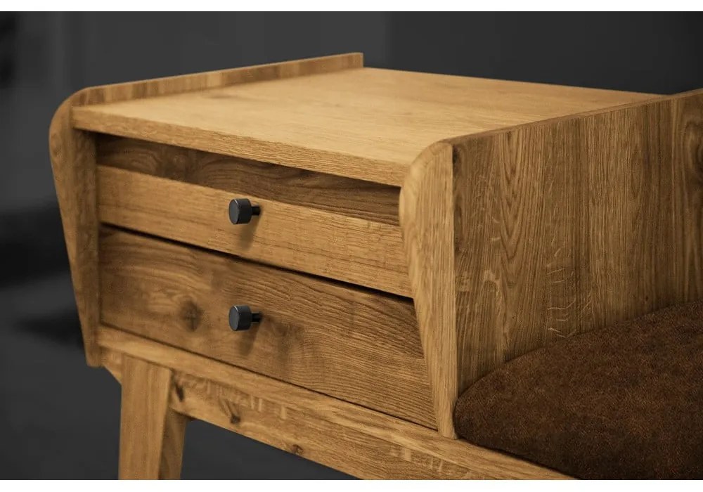 Пейка с чекмеджета от дъбова дървесина с оранжева седалка Retro - The Beds