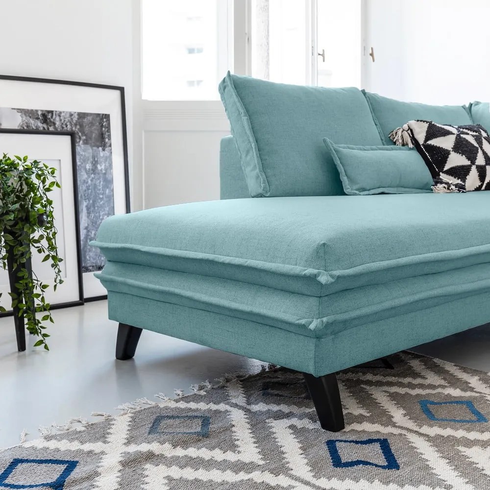 Светлосин U-образен разтегателен диван, ляв ъгъл Charming Charlie - Miuform