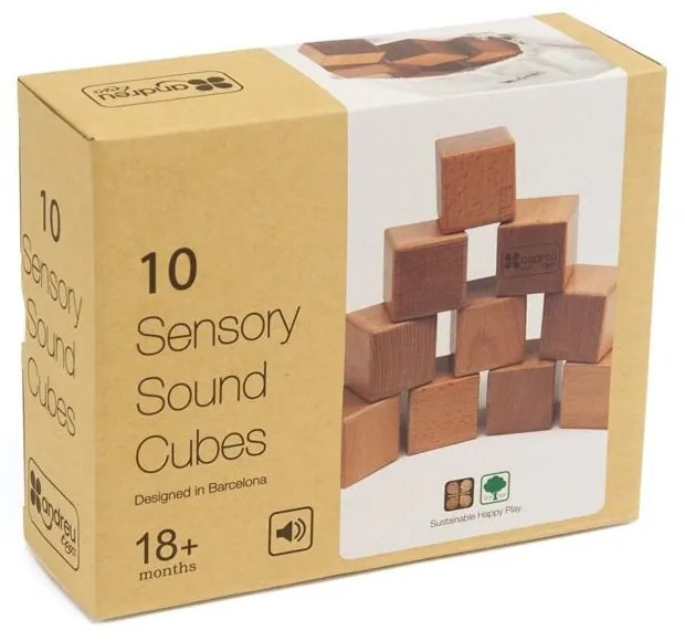 Andreu toys - Дървени сензорни кубчета, със звуци