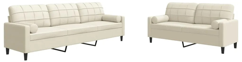 3278499 vidaXL Мека мебел от 2 части с възглавници и болстери кремав кадифе