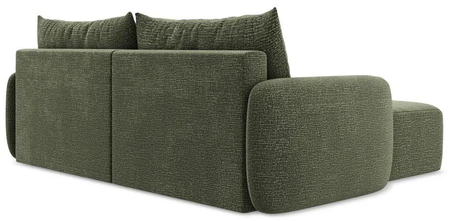 Зелен разтегателен ъглов диван с място за съхранение (ляв ъгъл) Kalena – Makamii