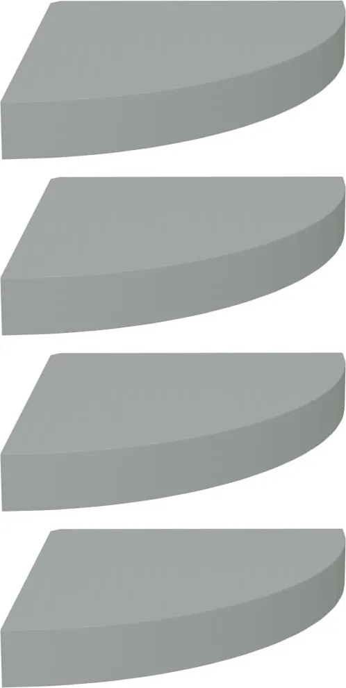 323903 vidaXL 323903  Floating Corner Shelves 4 pcs Grey 25x25x3,8 cm MDF