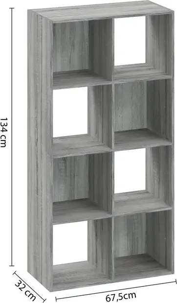 Рафт 5five Mix'n Modul, 8 отделения, MDF, 68x32x134 cm - Бял