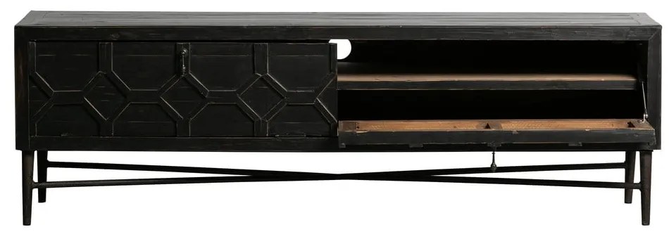 Черна маса за телевизор от рециклирано дърво 160x50x45 cm Bequest – WOOOD