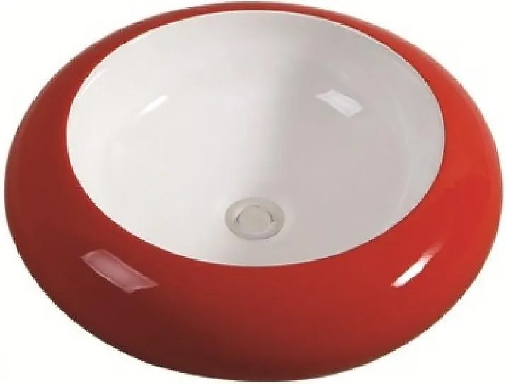 Мивка за баня 010 R&W, монтаж върху плот, порцелан, червен + бял