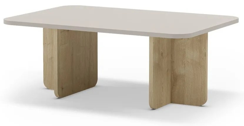 Кремава/естествена масичка за кафе от декор от дъб 56x100 cm Hillary – Marckeric