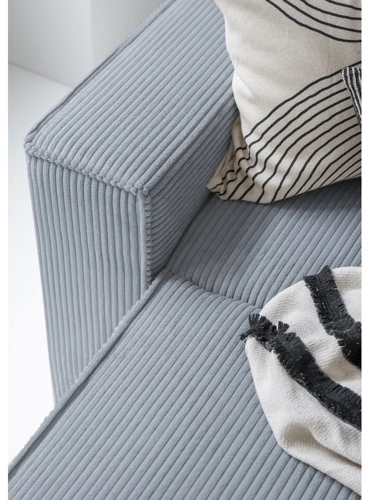 Светлосив разтегателен ъглов диван от рипсено кадифе (десен ъгъл/"U" форма) Brave Dave – Miuform