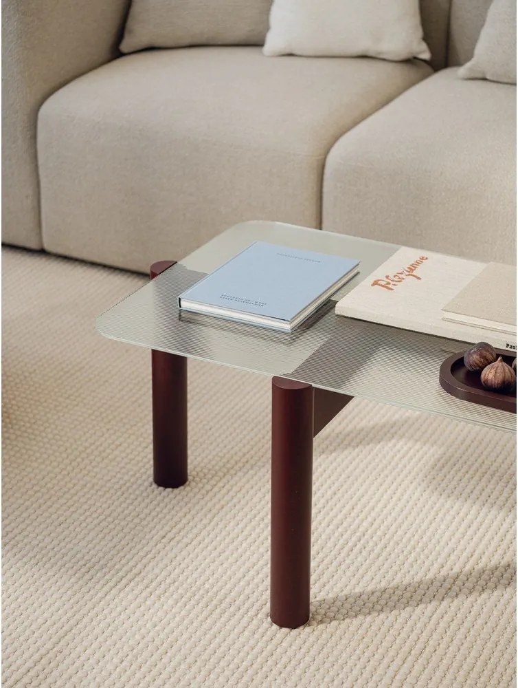 Бордо масичка за кафе със стъклен плот 55x105 cm Kob – noo.ma