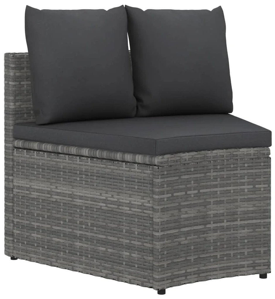 310468 vidaXL Градински комплект с възглавници, 2 части, полиратан, сив