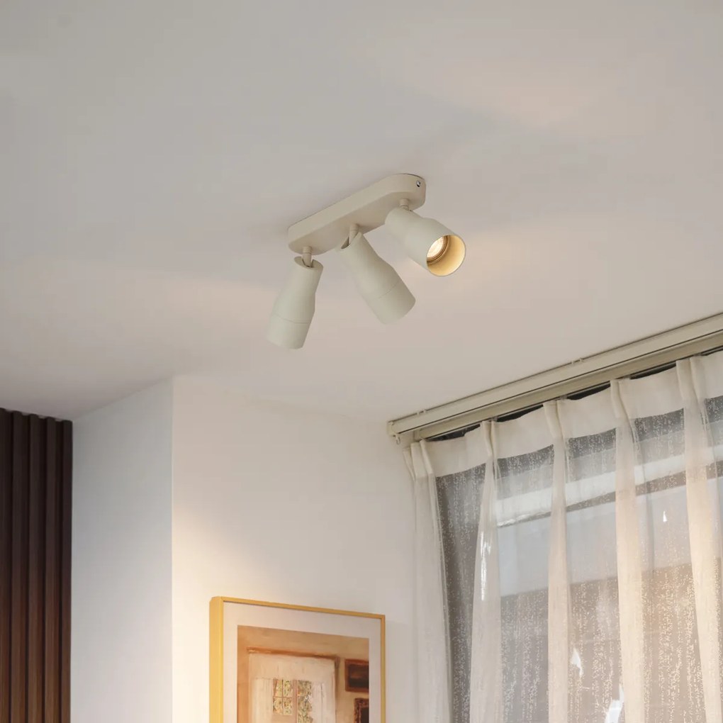 Кръгъл таванен прожектор бежов GU10 50mm 3-светлинен - Stanley