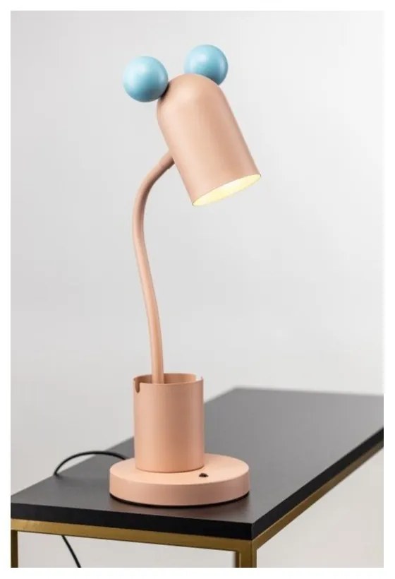 Светлосиньо-розова настолна лампа с метален абажур (височина 50 см) Mouse - GTV