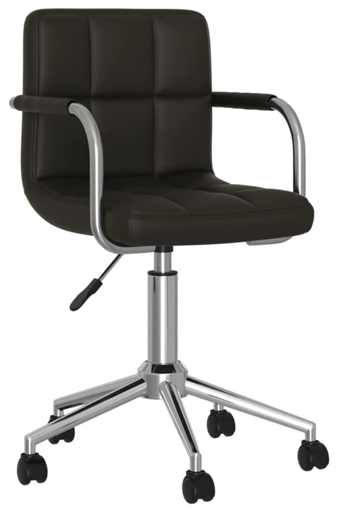 334812 vidaXL Въртящ се офис стол, черен, изкуствена кожа