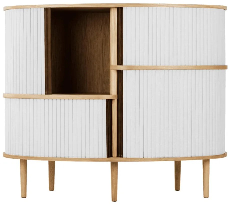 Шкафче от дъбов декор с плъзгащи се врати в сив и естествен цвят 120x100x50 cm Audacious – UMAGE