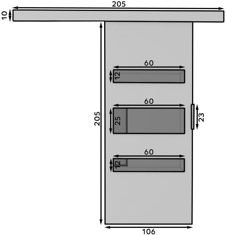 Плъзгаща се врата Lenses-Leuko-Length: 106 cm