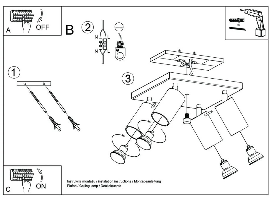 Бяла светлина за таван Etna - Sollux