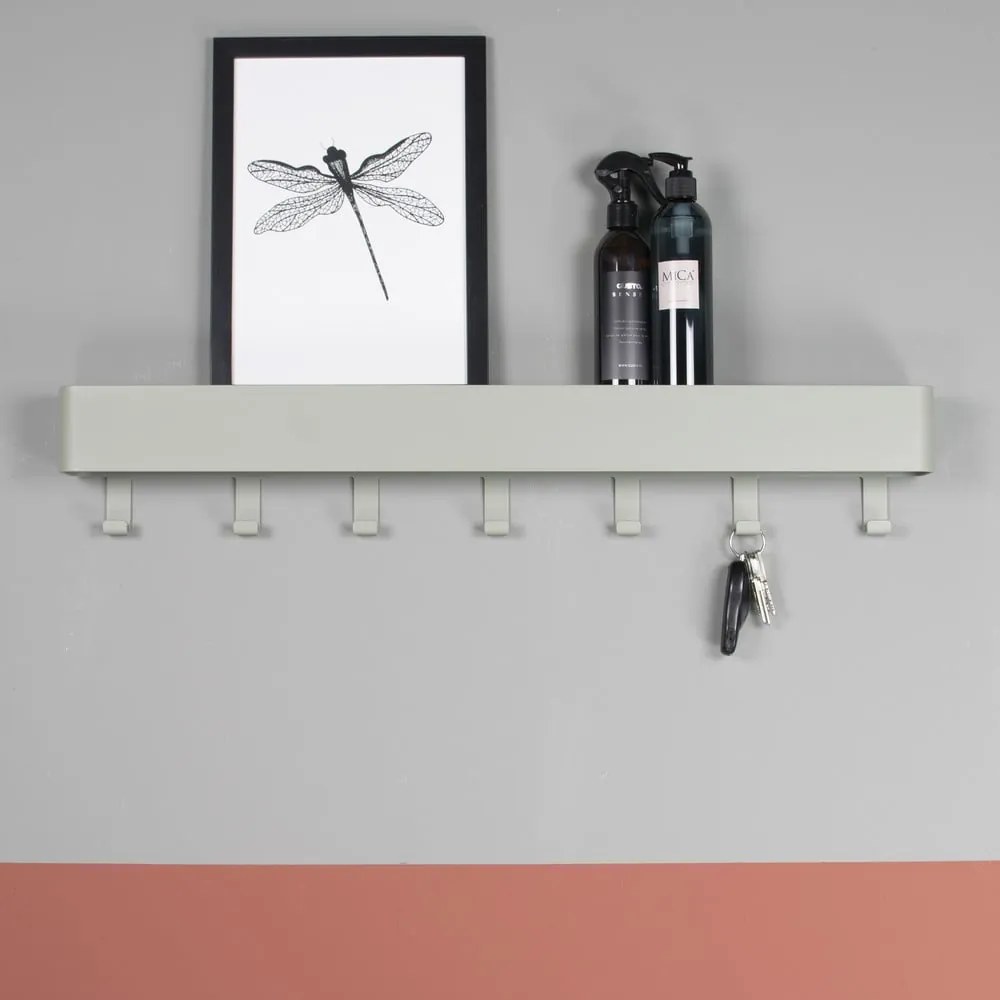 Сиво-зелена метална стенна закачалка с рафт 72 cm Dax Play – Spinder Design
