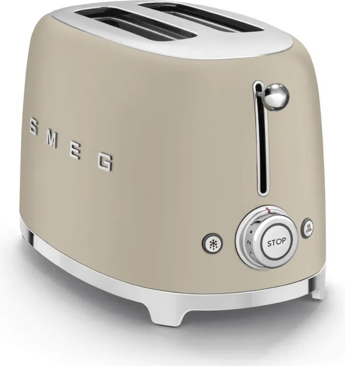 Тостер за хляб SMEG 50's Style TSF01MLMEU, 950W, 2 филии, 6 нива, Тавичка за трохи, Вграден кабел, Неръждаема стомана, Бежов