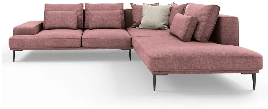 Розов ъглов разтегателен диван , десен ъгъл Liege - Interieurs 86