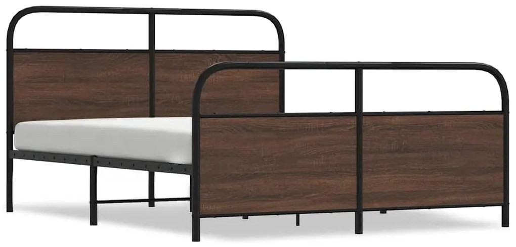 3318663 vidaXL Метална рамка за легло, без матрак, кафяв дъб, 150x200 см