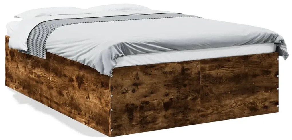 3280948 vidaXL Рамка за легло, опушен дъб, 135x190 см, инженерно дърво