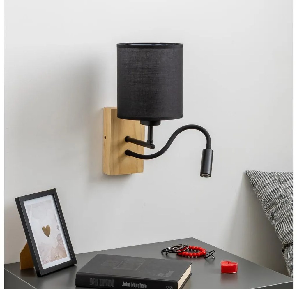 Brilagi - LED Аплик NUBILA WOOD 1xE27/25W/230V + LED/3W дъб/черен