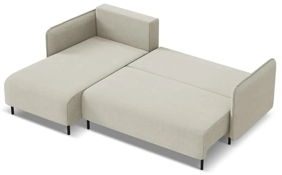 Бежов разтегателен ъглов диван с място за съхранение (ляв ъгъл) Luana – Makamii