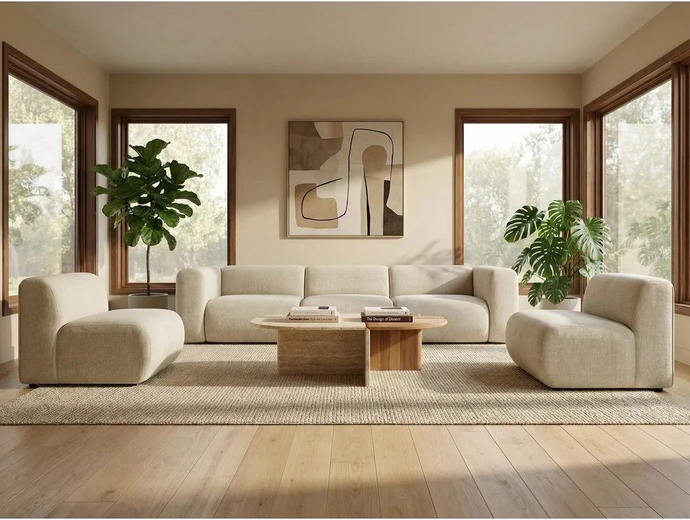 Бежов ъглов диван (ляв ъгъл) Ekahi – Makamii