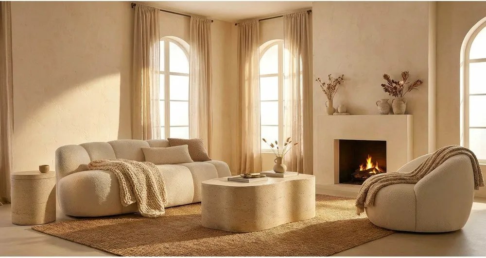 Бял диван от букле 145 cm Ball – Mauro Ferretti