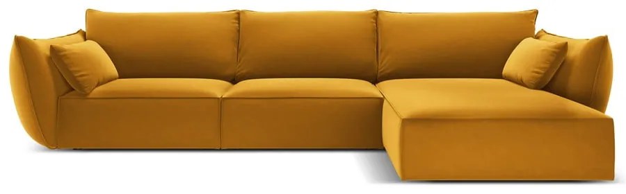 Кадифен ъглов диван в цвят горчица (десен ъгъл) Vanda – Mazzini Sofas