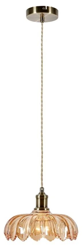 Висящо осветително тяло в месингов и кехлибарен цвят със стъклен абажур ø 25,5 cm Kurage – Markslöjd