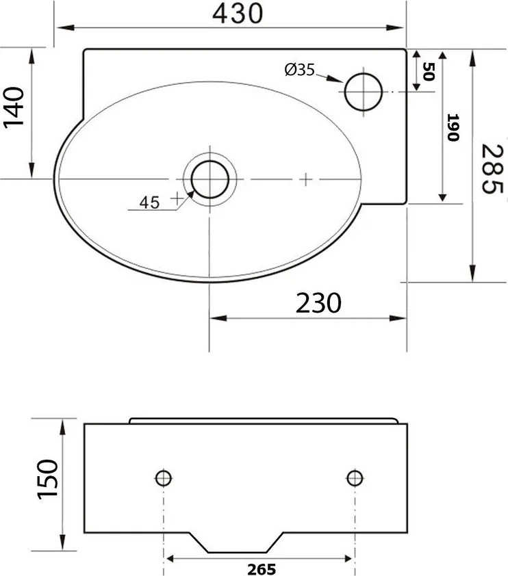 Бял керамичен малък умивалник 43x28,5 cm Ribera – Sapho