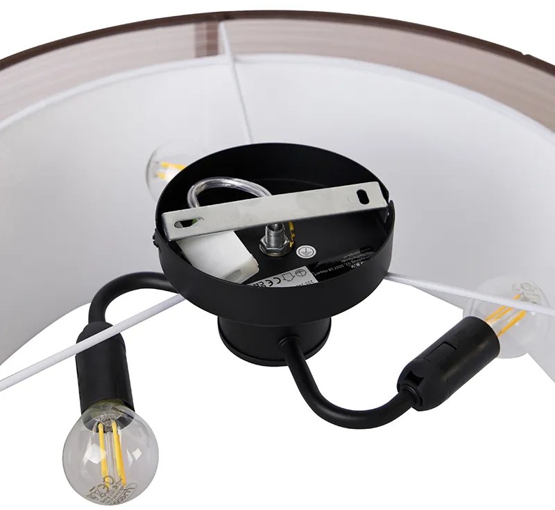 Модерна таванна лампа кафява с бяла 50 см 3-светлина - Drum Duo