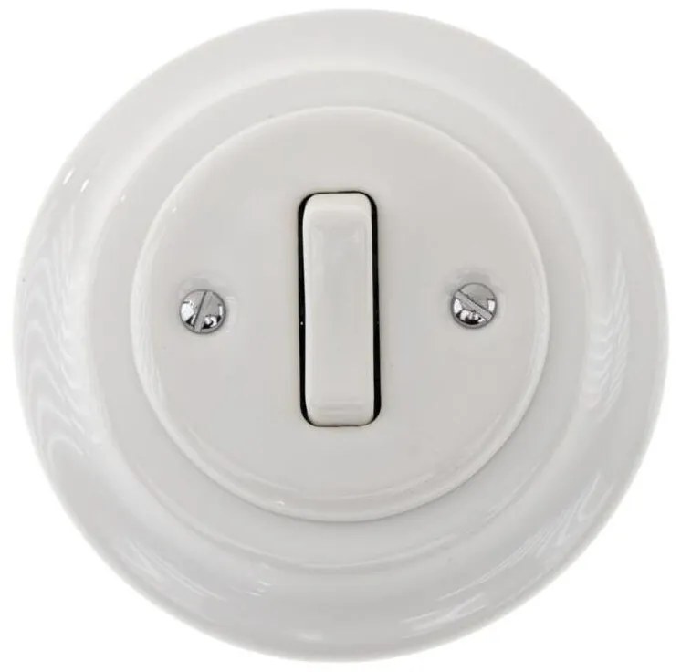 Bohemia-Design - Порцеланов ретро еднополюсен ключ с рамка № 6, бял