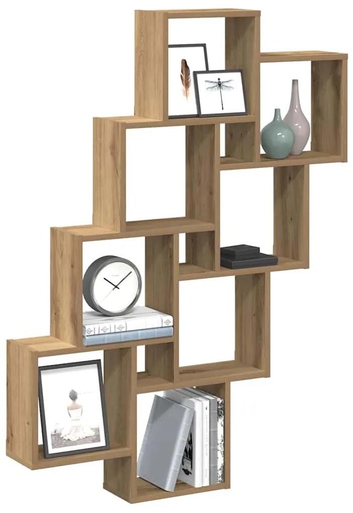 856597 vidaXL Стенен кубичен рафт, дъб артизан 90x15x119,5см