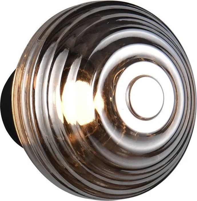 Тъмносива стъклена LED стенна лампа с USB ø 15,5 cm Earl – Reality