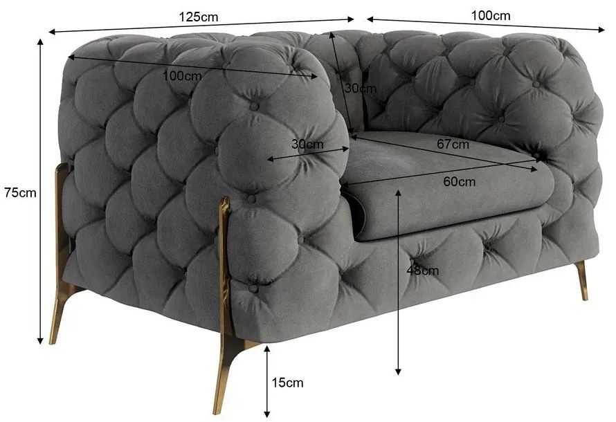 Сиво кадифено кресло Chelsea Bis – Ropez