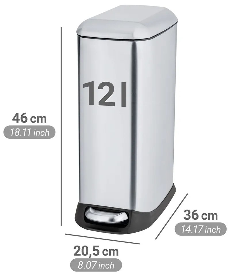 Кошче за боклук с педал от неръждаема стомана в сребрист цвят 12 l Design – Wenko