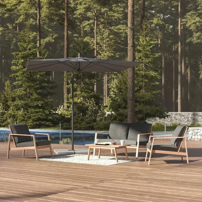 Градински чадър със странична стойка Hesperide Manoa, 2.5x2.5 m - Кафе