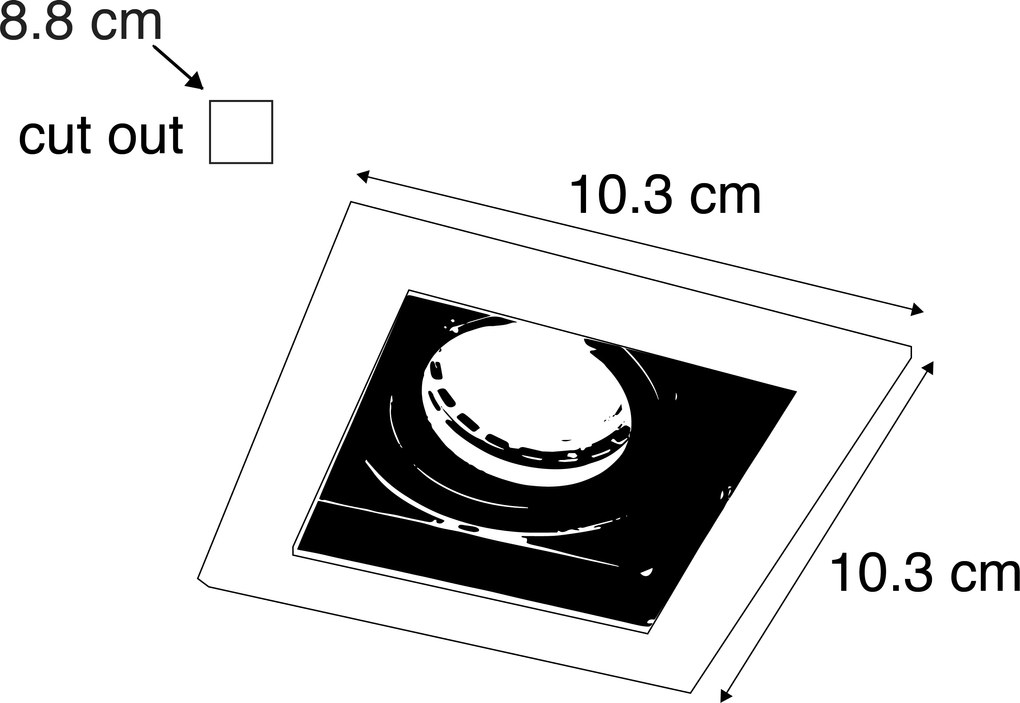 Комплект от 6 модерни вградени прожектора бели с черни регулируеми - Carree