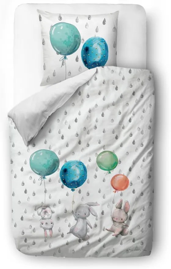 Памучно бебешко спално бельо Летящи зайчета, 100 x 130 cm Forest School - Butter Kings