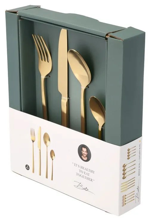 Стоманен прибори за хранене 16 бр. в месингов цвят Brass – Bitz