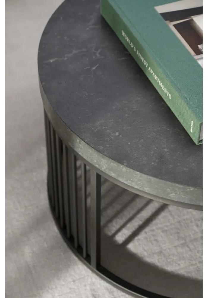 Черна кръгла масичка за кафе с плот от имитация на мрамор ø 65 cm Strington – Actona