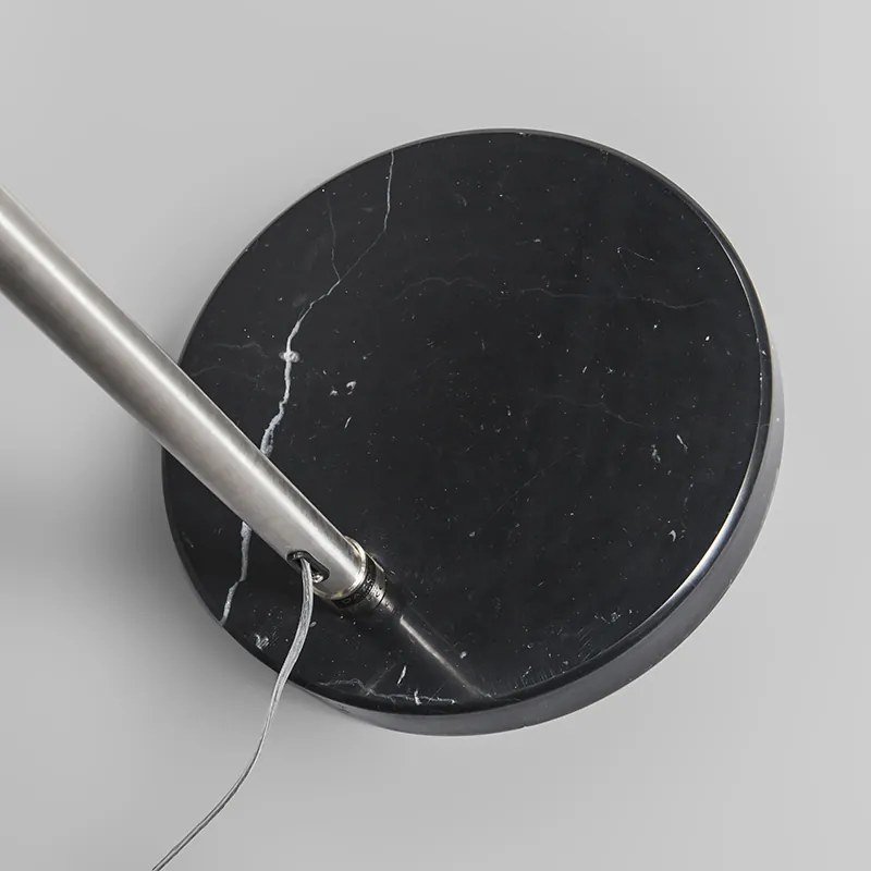 Стоманена дъгова лампа с текстилен абажур черен 50 см - XXL