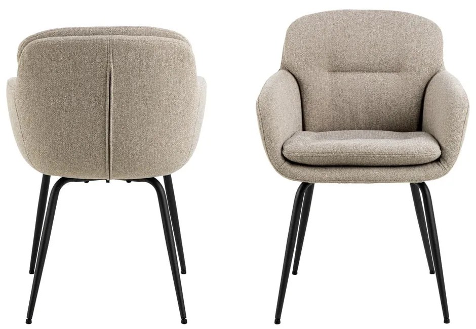 Бежов тапициран трапезен стол с подлакътници Dora – Actona