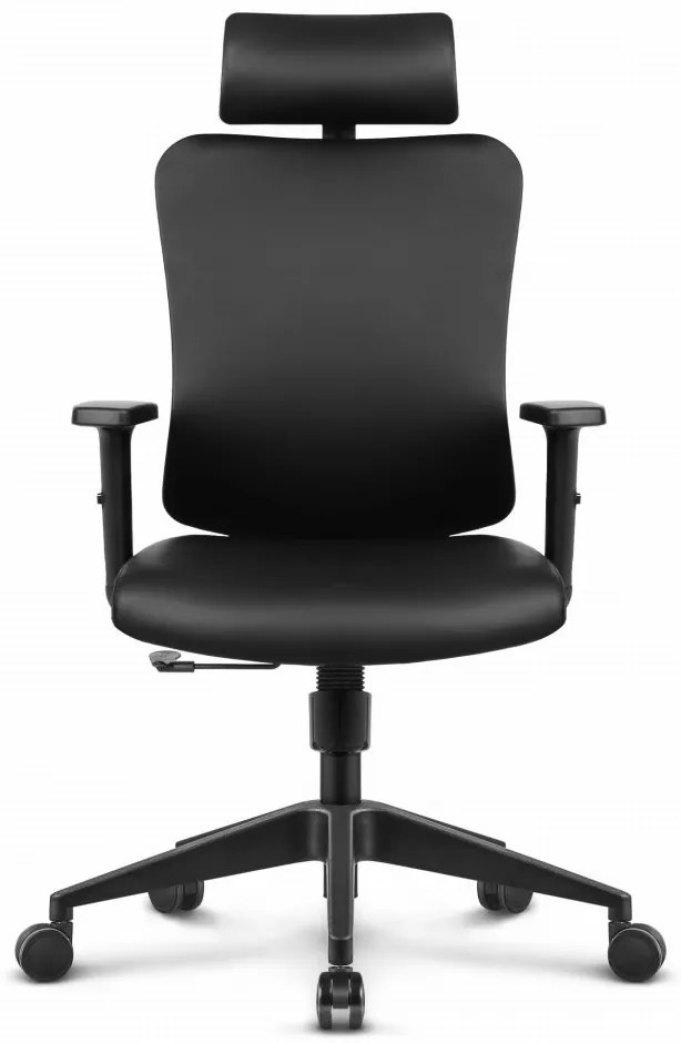 Ергономичен офис стол HC-1041 - черен, с регулируема облегалка за глава и лумбална опора